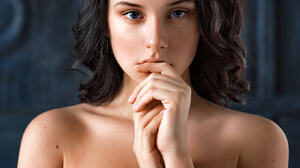 Daria Delishes Women Model Brunette Blue Eyes Looking At Viewer Brown