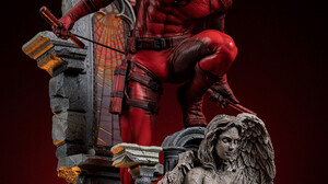 Artwork Daredevil ArtStation Red Background Superhero Thiago Rios Marvel Comics 2422x2968 Wallpaper