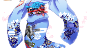 Anime Anime Girls Yu Gi Oh Yu Gi Oh ARC V Serena Yu Gi Oh Ponytail Blue Hair Kimono Japanese Kimono  2480x3510 Wallpaper