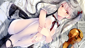 Anime Anime Girls Lying On Back Violin Musical Instrument Paper Musical Notes Twintails Long Hair Lo 1775x1269 Wallpaper