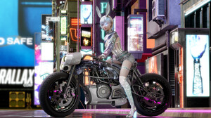 CGi Digital Art Artwork Illustration Women Motorcycle Vehicle Futuristic Bunny Ears Neon Character D 3840x2160 Wallpaper