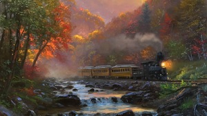 Mark Keathley Train Painting Trees Steam Locomotive 1600x1211 Wallpaper