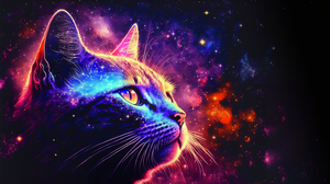 Ai Art Illustration Cats Space Universe Nebula Minimalism Stars 3765x2118 Wallpaper
