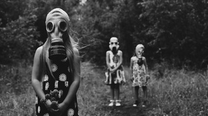 Creepy Gas Mask Black Amp White Girl Little Girl 2048x1400 Wallpaper