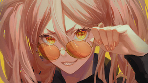 Digital Art Artwork Illustration Women Anime Anime Girls Long Hair Pink Hair Sunglasses Demon Power  2200x2200 wallpaper