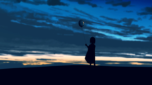 Anime Anime Sky Artwork Anime Girls Horizon Clouds Sky Sunset Silhouette Gracile Balloon 5640x2400 Wallpaper