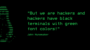 Tux Hacking Green Black Quote 5120x1440 wallpaper