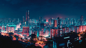 Wide Screen City City Lights Cityscape Nightscape Neon Night Street Hong Kong Photography Skyscraper 8192x3849 Wallpaper