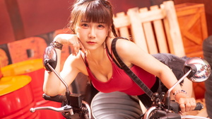 Asian Model Women Long Hair Dark Hair Braided Hair Biker Girl Motorcycle 1920x1280 Wallpaper