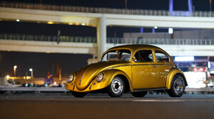 Larry Chen Daikoku Gold Night Car Volkswagen Beetle City Lights Old Car Classic Car Custom Made 3840x2560 Wallpaper