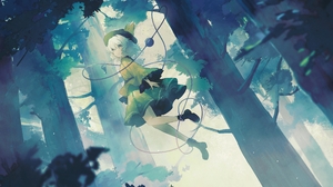 Anime Anime Girls Komeiji Koishi Touhou Floating Trees Leaves Short Hair Smiling Looking At Viewer D 2603x1578 Wallpaper