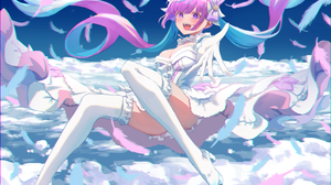 Hololive Minato Aqua White Gloves White Boots White Dress Virtual Youtuber Long Hair Clouds Twintail 4093x2894 Wallpaper