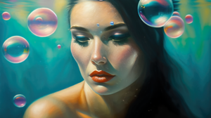 Lexica Ai Art Portrait Women Oil Painting Underwater Vibrant Detailed Face Bubbles Closed Eyes 3840x2560 Wallpaper