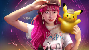 Women T Shirt Digital Art Digital Painting Fan Art Artwork Pink Hair BLACKPiNK 3000x2616 Wallpaper