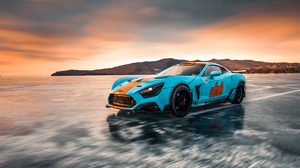Car Drift Cars Russian Cars Lake Baikal Ice Sky Flanker F Russia Front Angle View Sunset Sunset Glow 1920x1080 Wallpaper