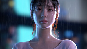 3D Render Digital Art Women Asian Wet Wet Hair Face Portrait Ed Pantera 3000x2050 Wallpaper