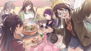 Anime Anime Girls Digital Art 2D Artwork Pixiv Looking At Viewer Anime Food Food Glasses Hat Drink E 3226x1893 Wallpaper