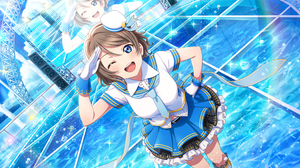 Watanabe You Love Live Love Live Sunshine Anime Anime Girls Gloves Uniform Tie Blushing Open Mouth L 4096x2520 Wallpaper