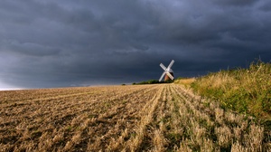 Field Windmill Outdoors Sky 3840x2160 Wallpaper