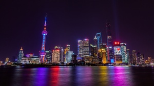 Building China City Light Night Oriental Pearl Tower Skyscraper 2048x1152 Wallpaper