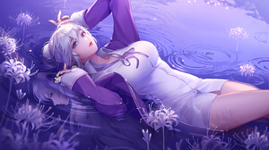 Pure Girl Desire Character Anime Anime Girls In Water Water White Hair Heterochromia Women Dress Ref 9448x5316 Wallpaper