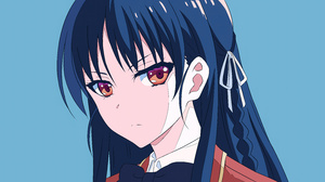 Youkoso Jitsuryoku Shijou Shugi No Kyoushitsu E Horikita Suzune Anime Girls Blue Background Blue Hai 7680x4320 Wallpaper