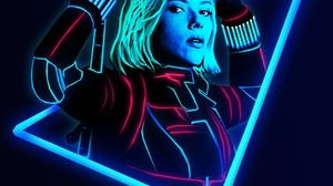 Portrait Display Portrait Marvel Comics Marvel Cinematic Universe Black Widow Neon Simple Background 950x1900 Wallpaper