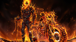 Fan Art Digital Art Artwork Digital Painting Ghost Rider Fire Harley Davidson Skull Face Black Jacke 2400x1846 Wallpaper