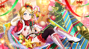Ayase Eli Love Live Anime Girls Christmas Christmas Clothes Christmas Tree Christmas Ornaments Chris 3600x1800 Wallpaper