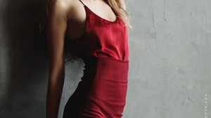 Stepan Kvardakov Women Angelina Tsys Brunette Dress Red Clothing Wall Slim Body 1280x1920 wallpaper