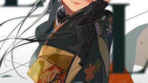 Digital Art Artwork Illustration Anime Anime Girls Women Kimono Cat Ears Blue Eyes Dark Hair Portrai 1200x1696 Wallpaper