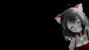Anime Girls Selective Coloring Black Background Simple Background Animal Ears Minimalism Closed Eyes 3840x2160 Wallpaper