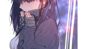 Anime Anime Girls Fate Series Long Hair Portrait Display Purple Hair Purple Eyes Minimalism 2894x4093 wallpaper