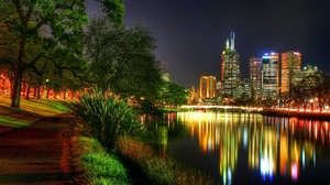 Australia City Light Man Melbourne Night Yarra River 1920x1200 Wallpaper
