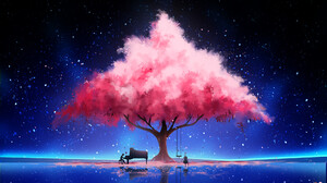 Artwork Piano Trees Stars Reflection Swing 1920x1440 Wallpaper