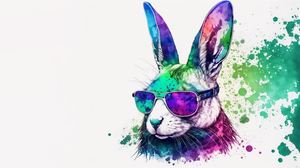 Ai Art Sunglasses Rabbits Watercolor Style Animals Minimalism Simple Background 3641x2048 Wallpaper