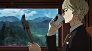 Spy X Family Loid Forger Coffee Blonde Trees Mountains Reading Newspapers Suit And Tie Tie Drinking  1920x1072 wallpaper
