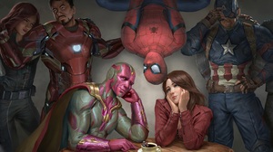 Marvel Comics Spider Man Captain America Superhero Superheroines Upside Down Artwork Digital Art Vis 1920x1200 wallpaper