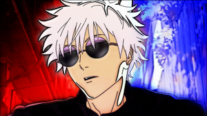 Satoru Gojo Jujutsu Kaisen Anime Anime Boys White Hair Sunglasses Face Simple Background Minimalism 3840x2160 Wallpaper