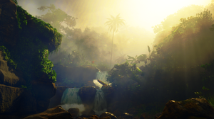 Red Dead Redemption 2 Tropical Island Waterfall River Rocks Digital Art Video Games Screen Shot Wate 2384x1356 Wallpaper