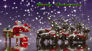 Merry Christmas Gift Reindeer Santa Sleigh 4000x3000 Wallpaper