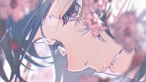 Anime Anime Girls Purple Eyes White Hair Flowers Artwork Illusion Drawing Yoneyama Mai 1841x2621 Wallpaper