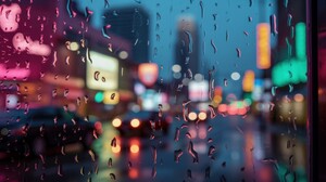 Ai Art City Rain Window City Lights 3854x2160 wallpaper