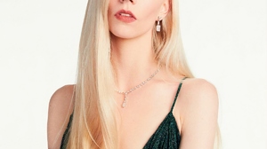 Anya Taylor Joy Women Actress Blonde White Background Long Hair Green Dress Earrings Necklace 1200x1500 Wallpaper