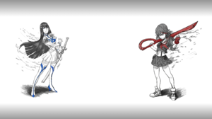 Anime Anime Girls Kill La Kill Matoi Ryuuko Kiryuin Satsuki Black Hair Dark Hair Simple Background G 3840x2160 Wallpaper