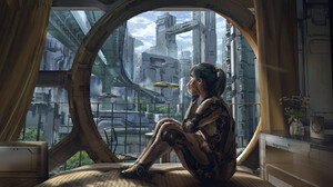 Eddie Mendoza Science Fiction Women Women Science Fiction Digital Art Futuristic City Cyborg Dark Ha 1680x960 Wallpaper