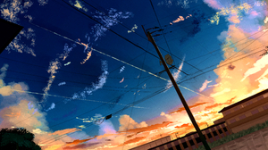 Digital Art Utility Pole Clouds Sunset 4032x2268 Wallpaper