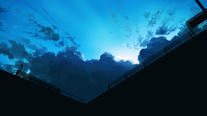 Anime Anime Sky Artwork Horizon Clouds Sky Silhouette Gracile Rooftops 5640x2400 Wallpaper