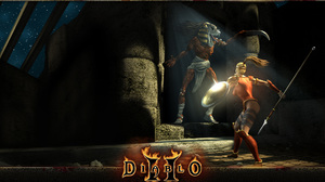 Diablo 2 Video Games Diablo Video Game Art Shield Lance Weapon Stars Night Starry Night 1920x1200 Wallpaper