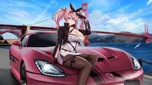 Anime Anime Girls Pink Hair Car Salute 10000x6000 Wallpaper